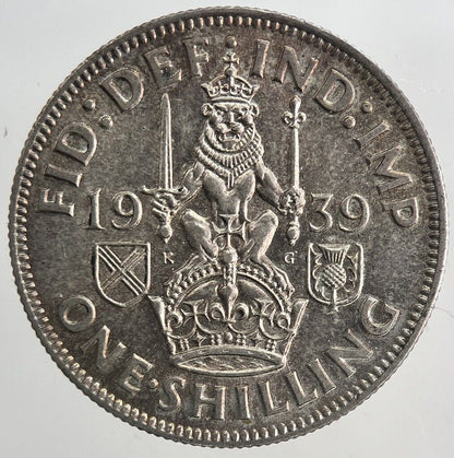 1939 George VI British One Shilling Silver Coin | Very High Grade | a6760