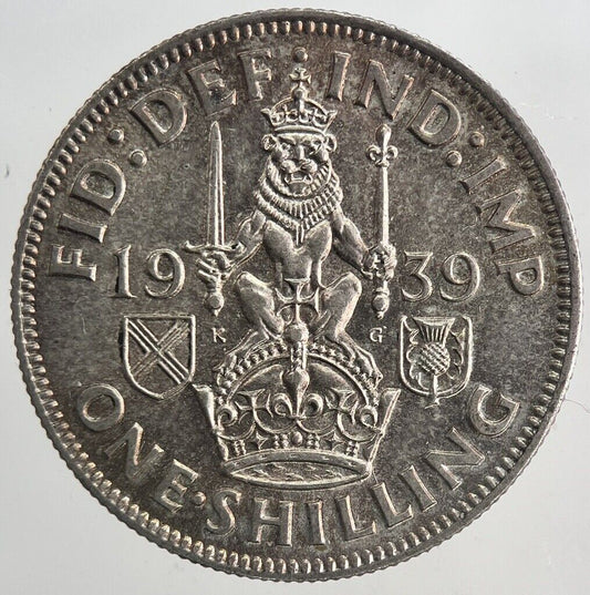 1939 George VI British One Shilling Silver Coin | Very High Grade | a6760