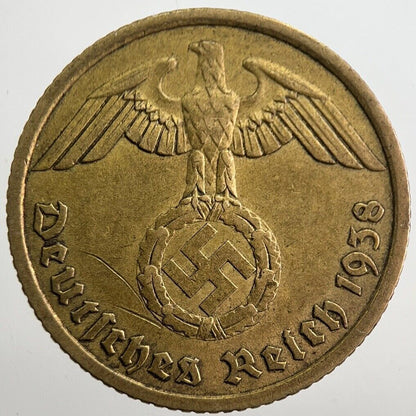 1938-A Germany Nazi 10 Pfennig Coin | Very High Grade | a7871