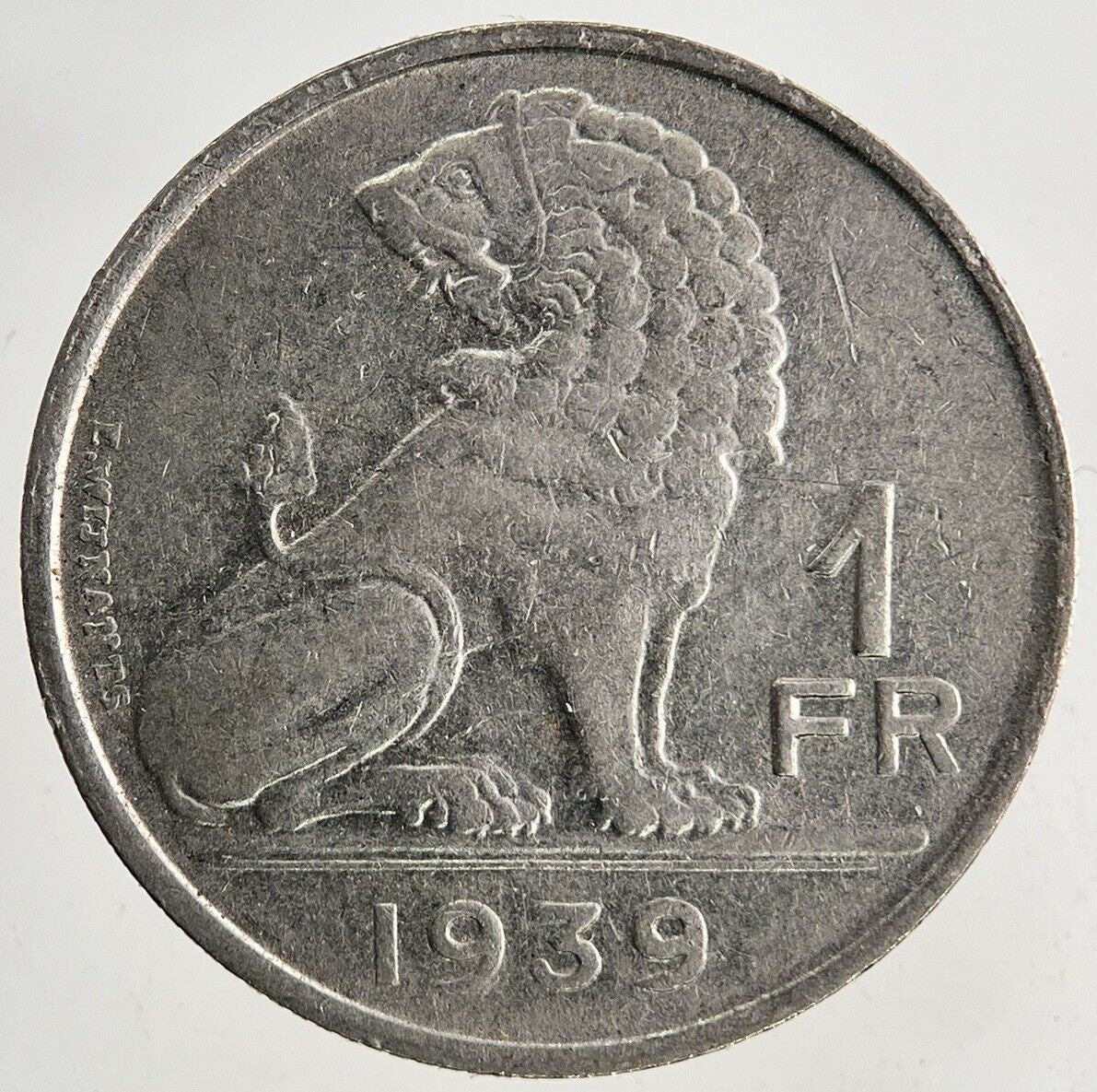 1939 Belgium 1 Franc Coin | Fine Collectable Grade