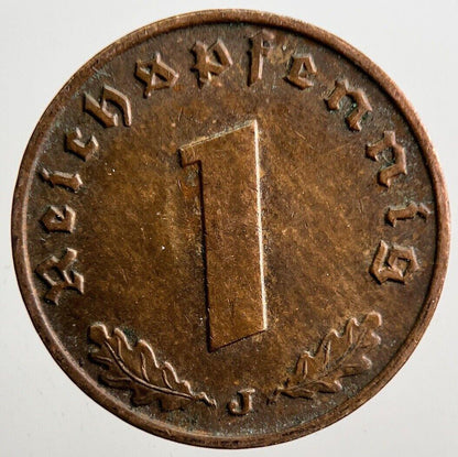 1938-J Germany Nazi 1 Pfennig Coin | Very High Grade | a2941