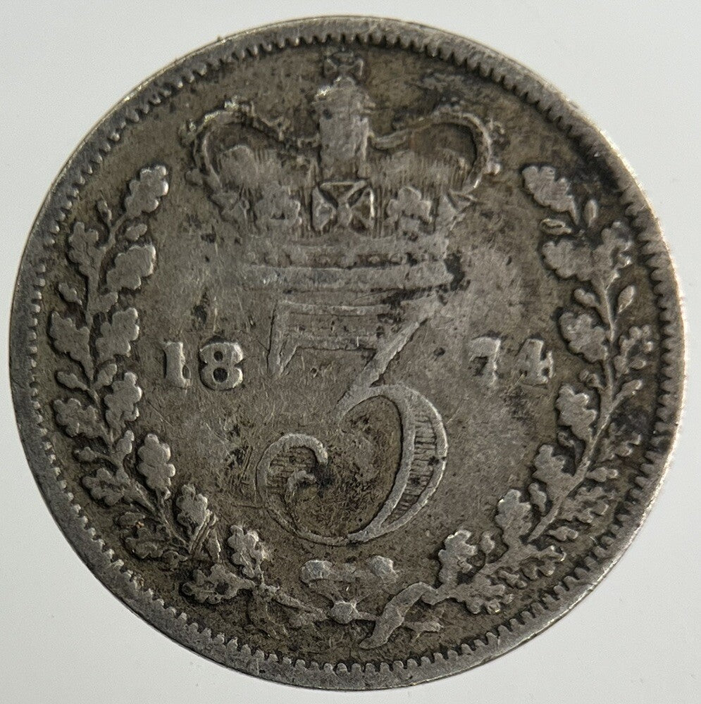 1874 Victoria Threepence Silver Coin | Fine Collectable Grade