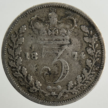 1874 Victoria Threepence Silver Coin | Fine Collectable Grade