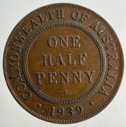 1939 Australia Half-Penny Coin | Fine Collectable Grade