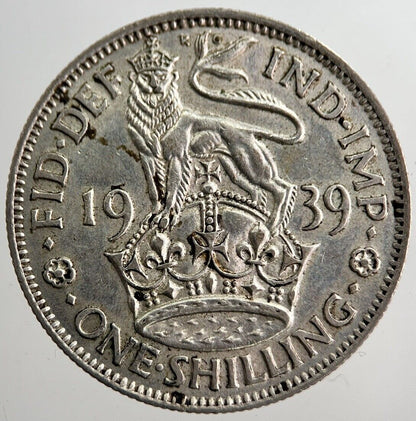 1939 George VI British One Shilling Silver Coin | Very High Grade | a8255