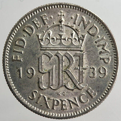 1939 George VI Sixpence Silver Coin | Very High Grade | a8261