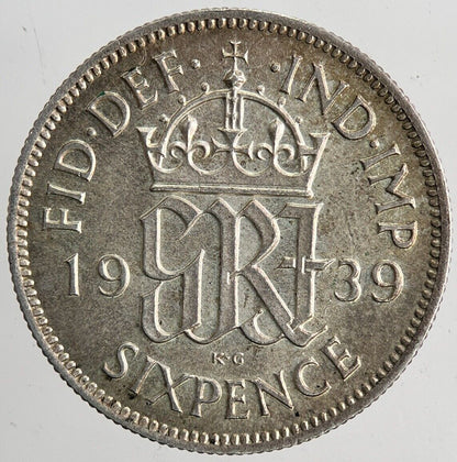 1939 George VI Sixpence Silver Coin | Very High Grade | a6686