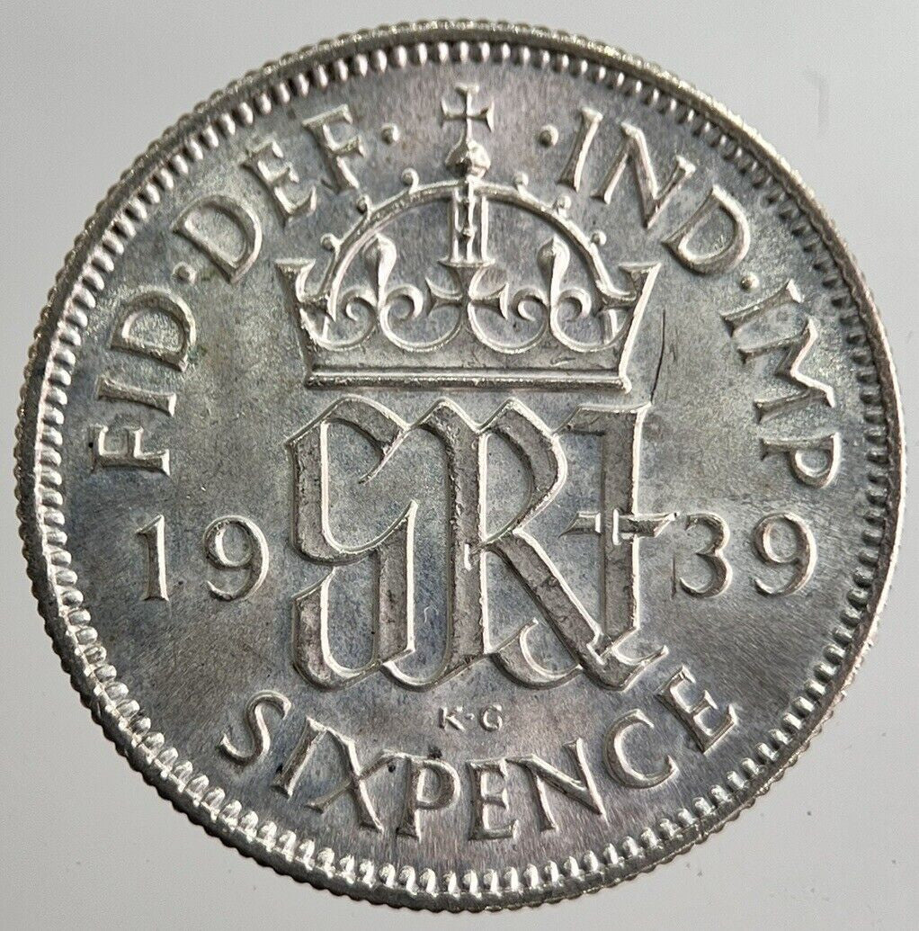 1939 George VI Sixpence Silver Coin | Very High Grade | a8260