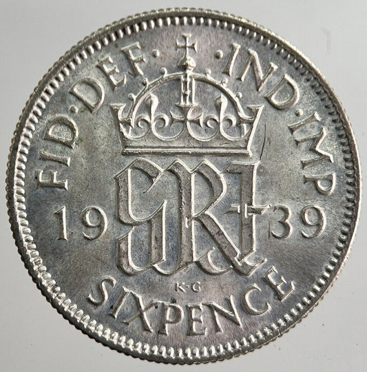 1939 George VI Sixpence Silver Coin | Very High Grade | a8260