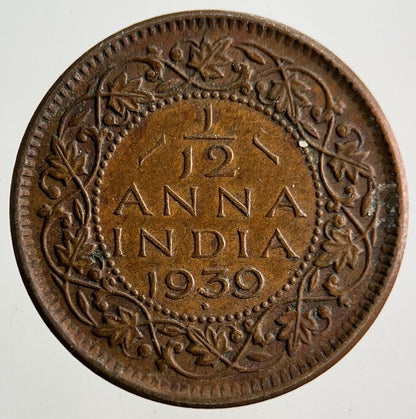 1939 India 1/12 Anna Coin | Fine Collectable Grade