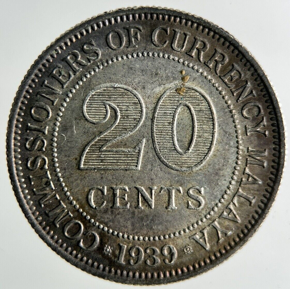 1939 Malaya Settlement Straits 20 Cents Silver Coin | Fine Collectable Grade