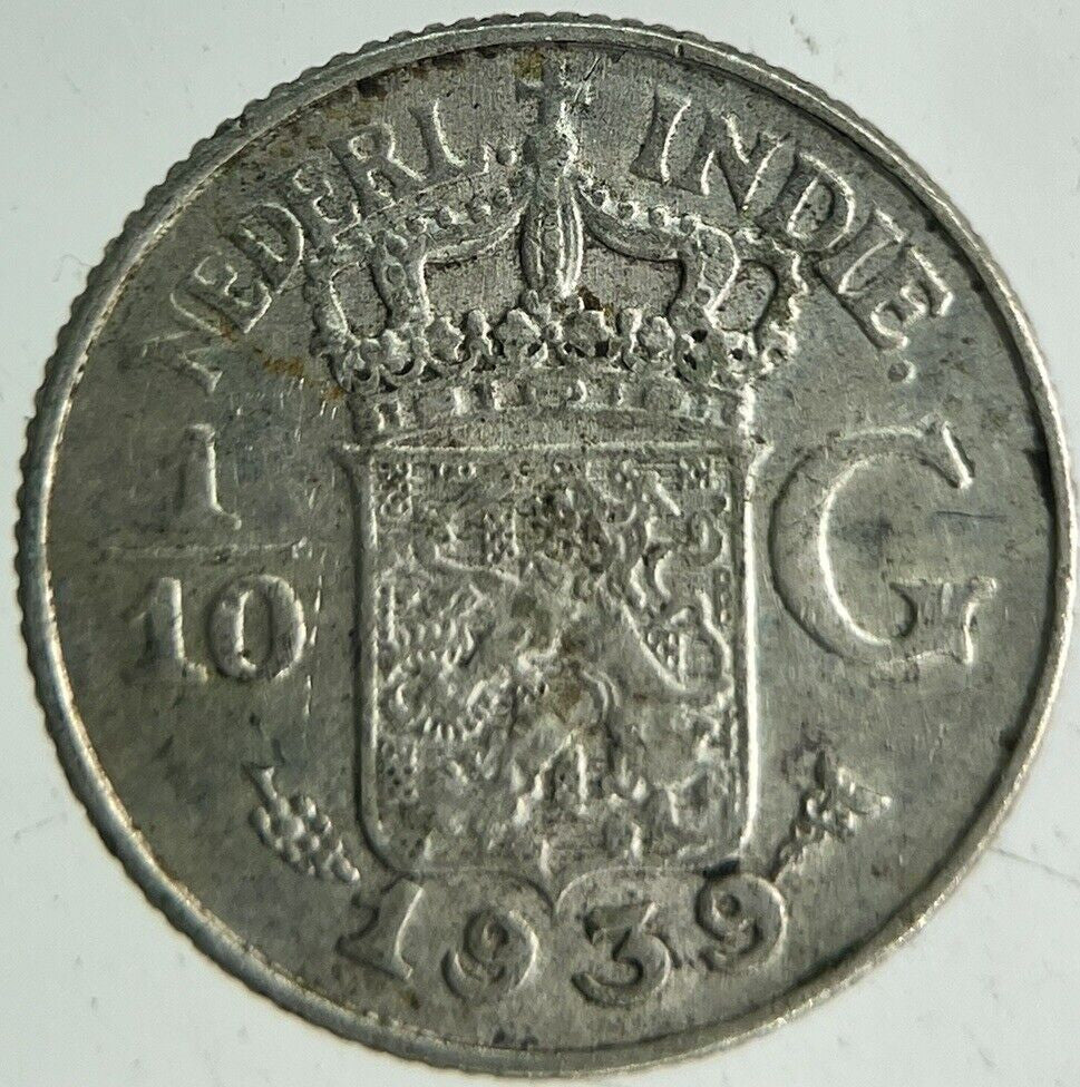 1939 Netherlands East Indies 1/10 Gulden Silver Coin | Collectable Grade