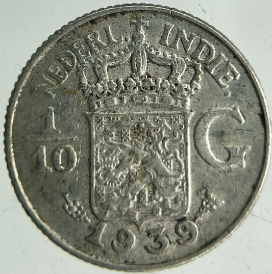 1939 Netherlands East Indies 1/10 Gulden Silver Coin | Collectable Grade