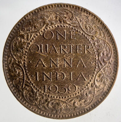 1939 India 1/4 Quarter Anna Coin | Fine Collectable Grade