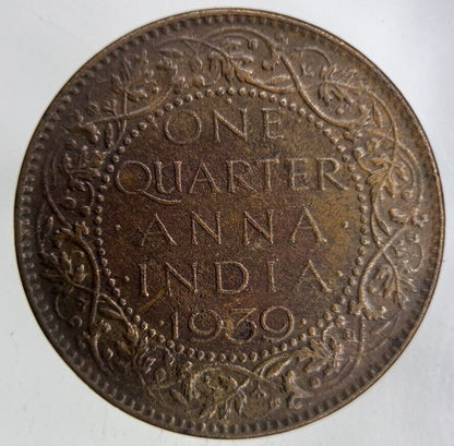 1939 India 1/4 Quarter Anna Coin | Fine Collectable Grade