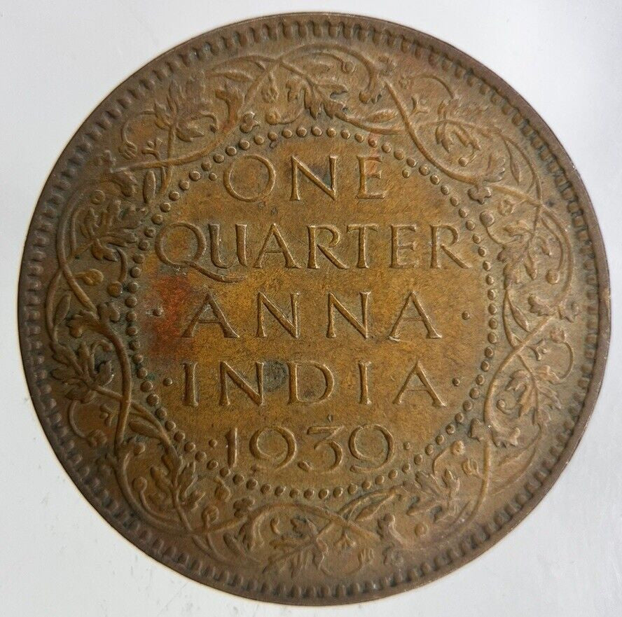 1939 India 1/4 Quarter Anna Coin | Fine Collectable Grade
