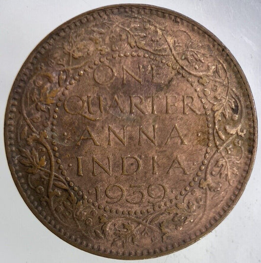 1939 India 1/4 Quarter Anna Coin | Fine Collectable Grade