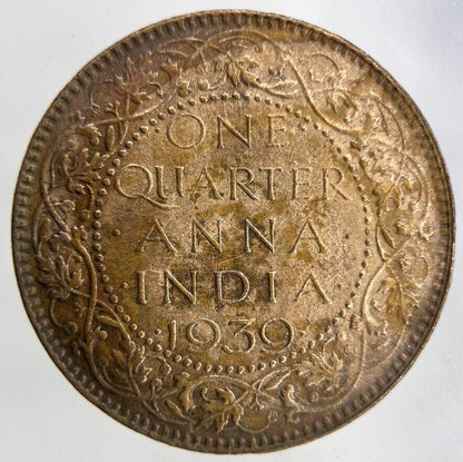 1939 India 1/4 Quarter Anna Coin | Fine Collectable Grade