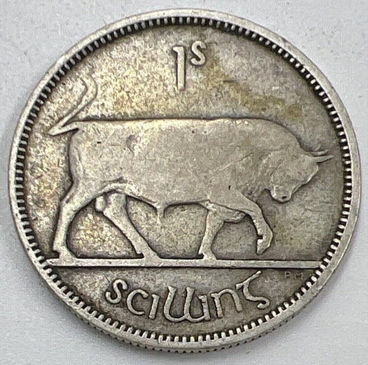1939 Irish Bull Shilling Silver Coin | Collectable Grade | a1496
