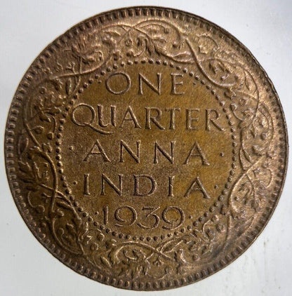 1939 India 1/4 Quarter Anna Coin | Fine Collectable Grade