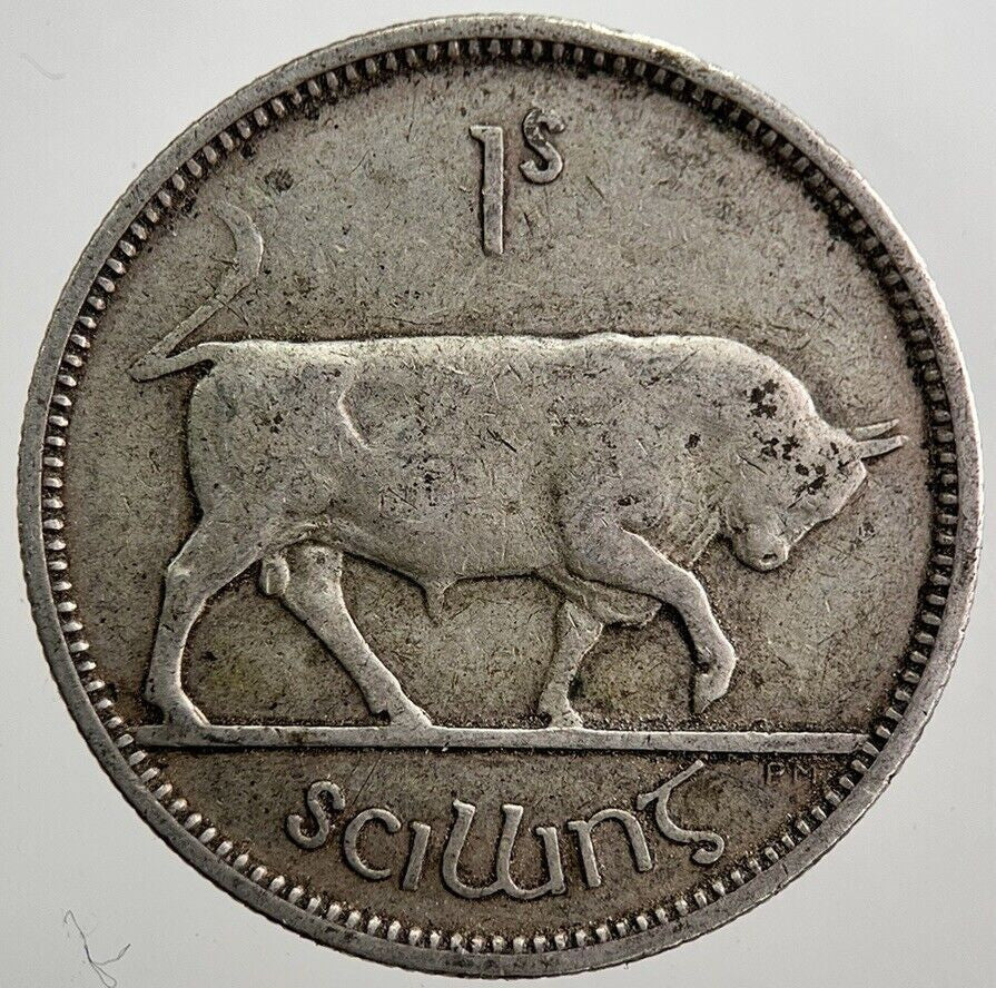 1939 Irish Shilling Bull Silver Coin | Fine Collectable Grade | a7972