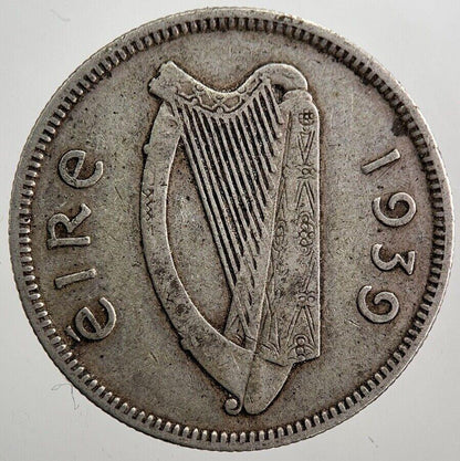 1939 Irish Shilling Bull Silver Coin | Fine Collectable Grade | a7972