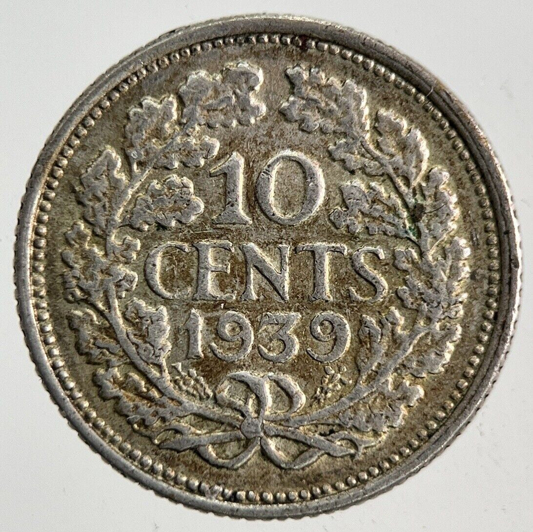 1939 Netherlands 10 Cents Silver Coin | Fine Collectable Grade
