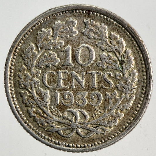 1939 Netherlands 10 Cents Silver Coin | Fine Collectable Grade