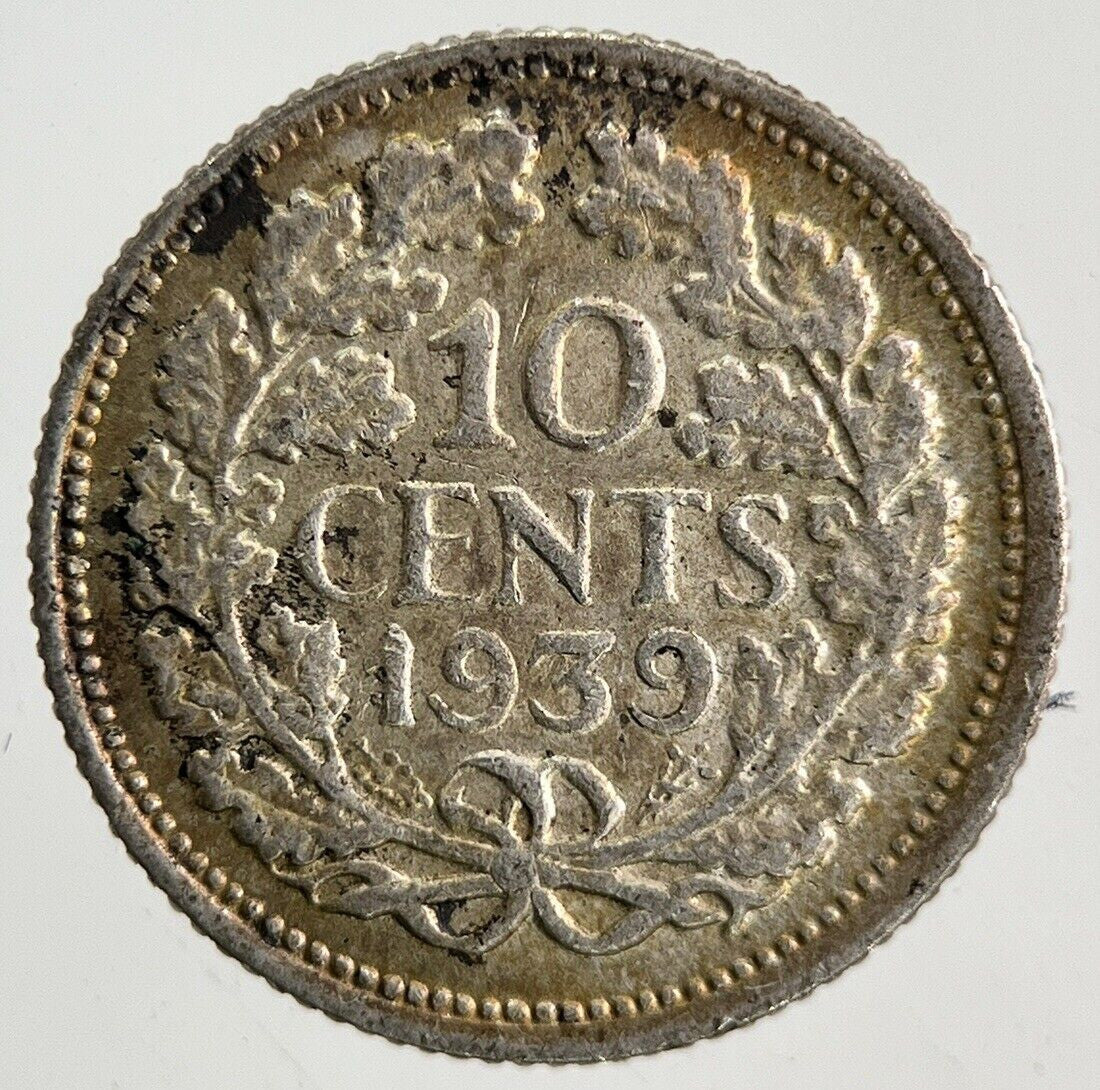 1939 Netherlands 10 Cents Silver Coin | Fine Collectable Grade