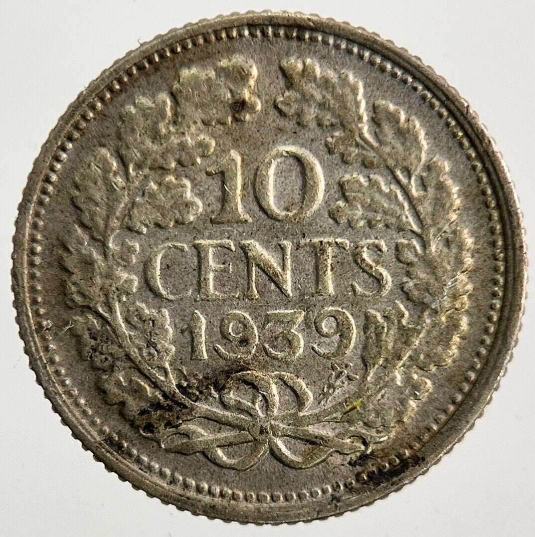 1939 Netherlands 10 Cents Silver Coin | Fine Collectable Grade