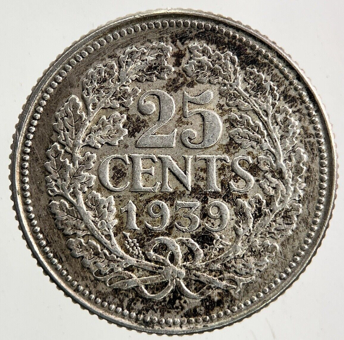 1939 Netherlands 25 Cents Silver Coin | Fine Collectable Grade