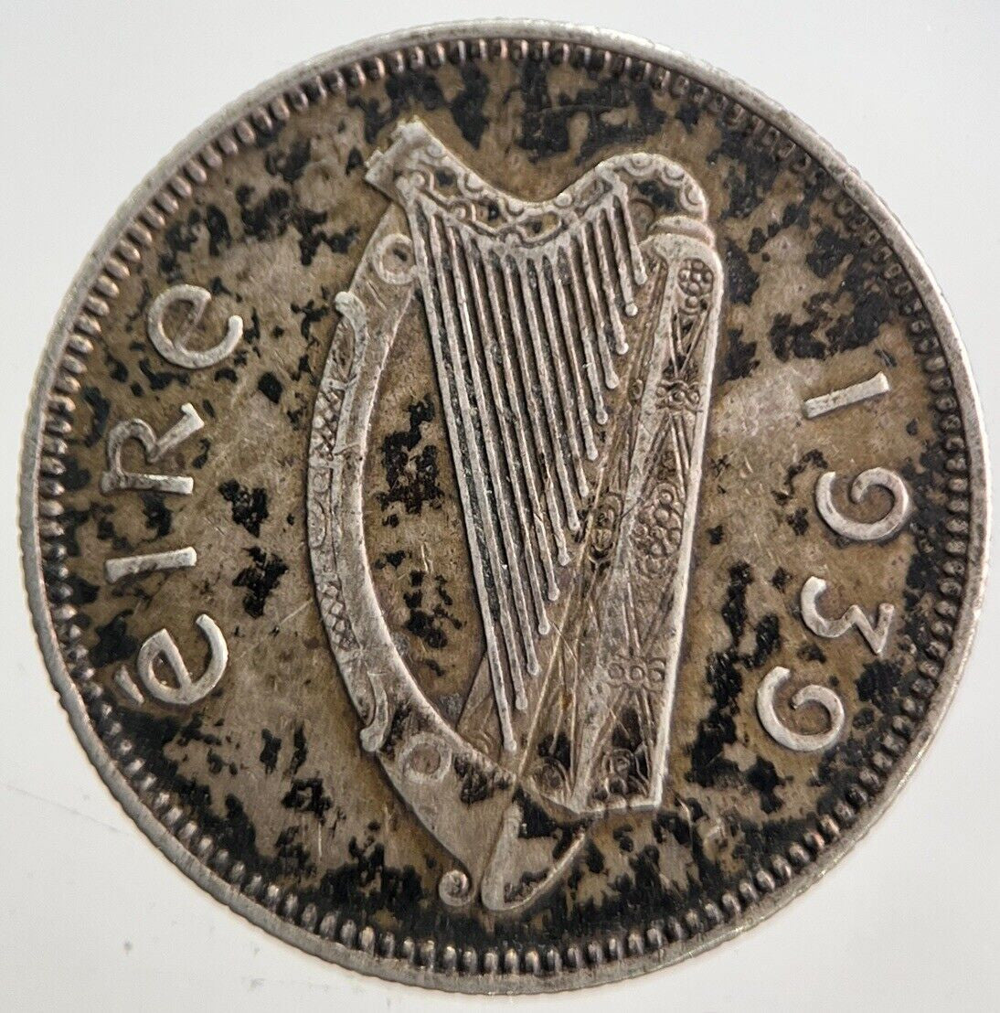 1939 Irish Shilling Bull Silver Coin | Fine Collectable Grade | a4708