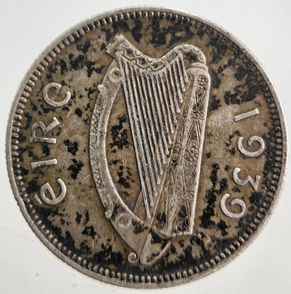 1939 Irish Shilling Bull Silver Coin | Fine Collectable Grade | a4708