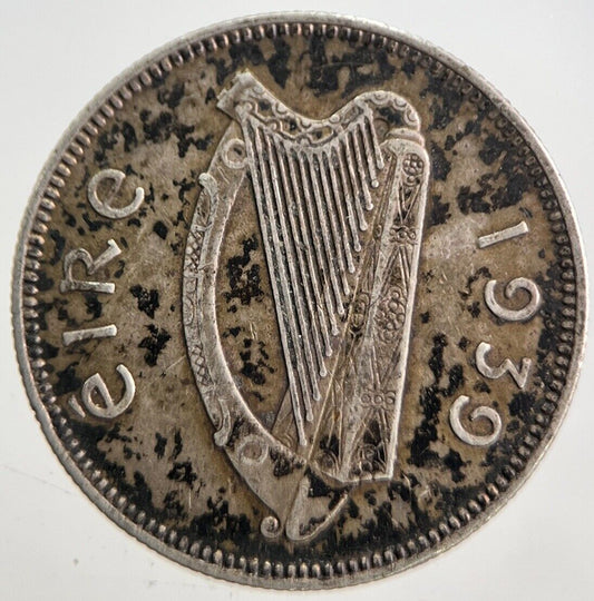 1939 Irish Shilling Bull Silver Coin | Fine Collectable Grade | a4708