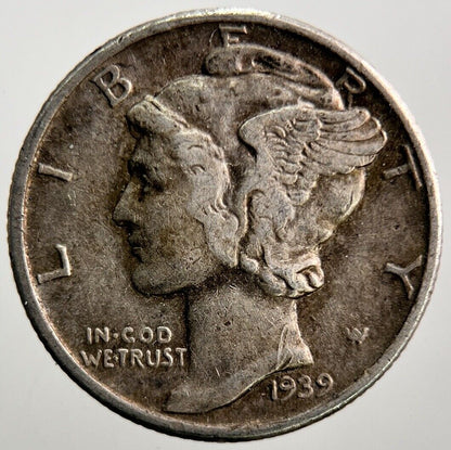 1939 US USA Mercury Dime Silver Coin | Fine Collectable Grade | a3734