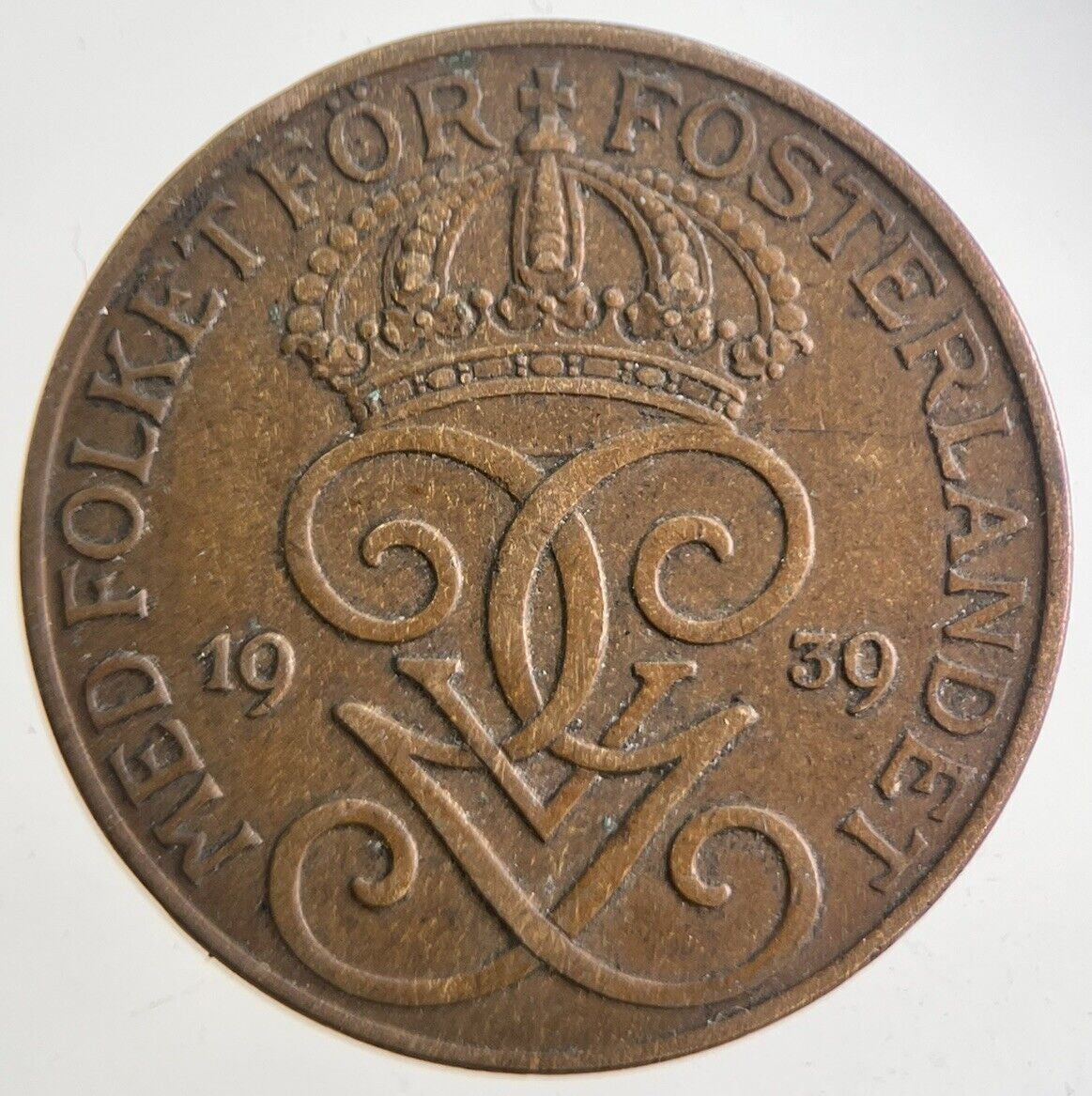 1939 Sweden 5 Ore Coin | Very High Grade | a4872