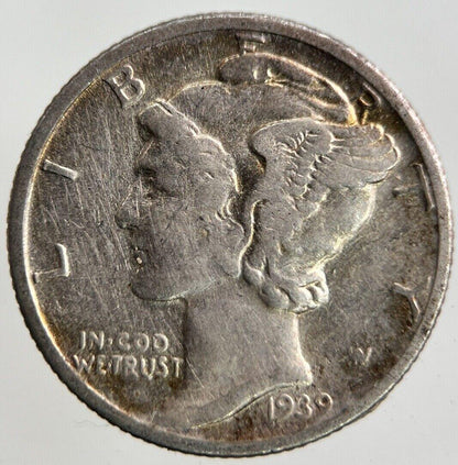 1939 US USA Mercury One Dime Silver Coin | Fine Collectable Grade