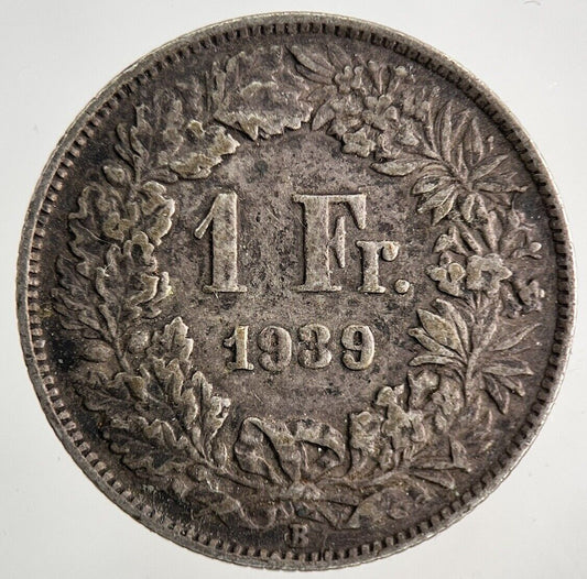 1939 Switzerland Swiss 1 Franc Silver Coin | Fine Collectable Grade