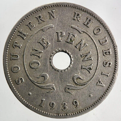 1939 Southern Rhodesia Africa One Penny Coin | Fine Collectable Grade