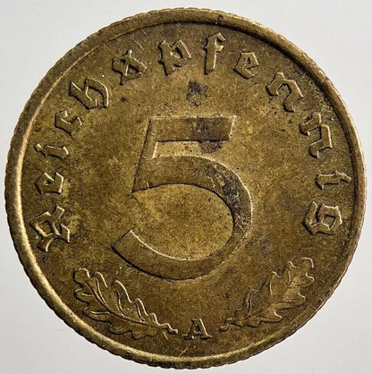 1939-A Germany Nazi 5 Pfennig Coin | Very High Grade | a3708