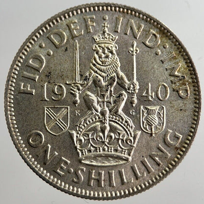 1940 George VI British One Shilling Silver Coin | Very High Grade | a8247