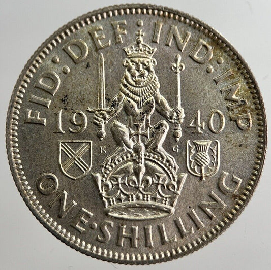 1940 George VI British One Shilling Silver Coin | Very High Grade | a8247