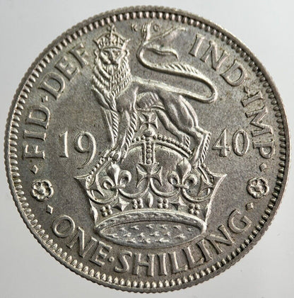 1940 George VI British Shilling Silver Coin | Very High Grade | a8245