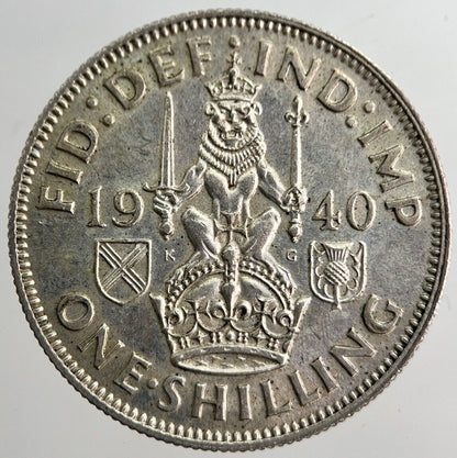 1940 George VI British Shilling Silver Coin | Very High Grade | a8246