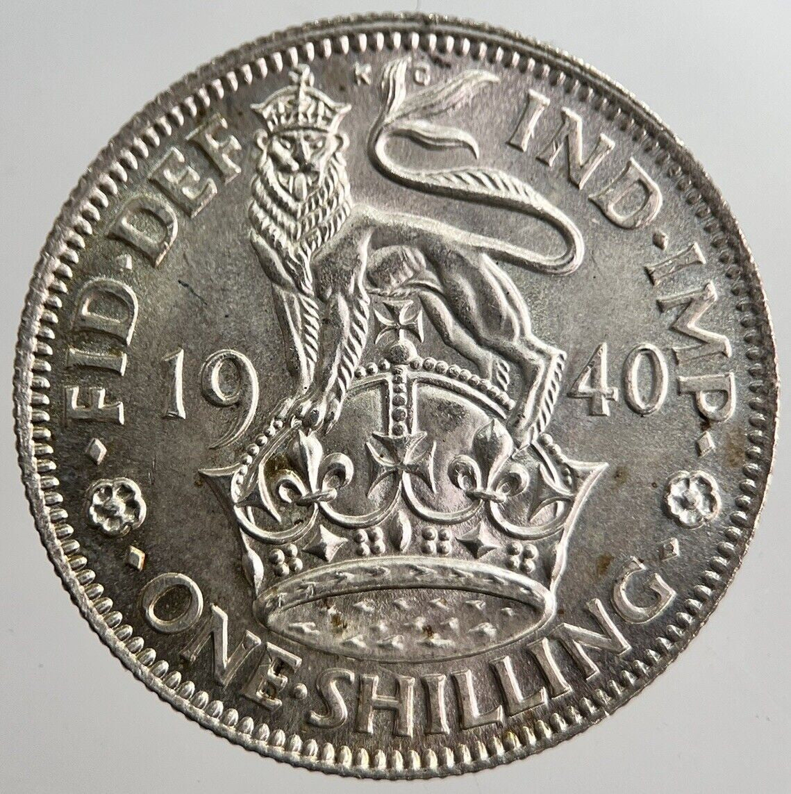 1940 George VI British One Shilling Silver Coin | Very High Grade | a8248