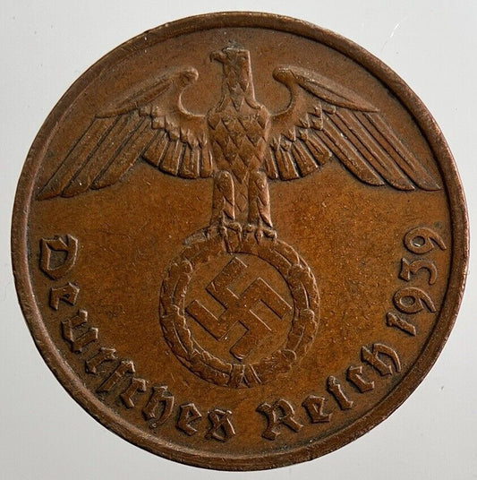 1939-G Germany Nazi 2 Pfennig Coin | Fine Collectable Grade | a418