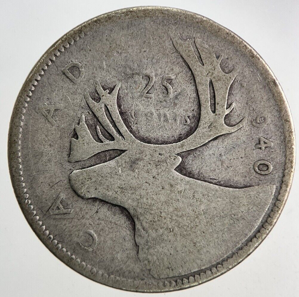 1940 Canada 25 Cents Silver Coin | Fair Grade
