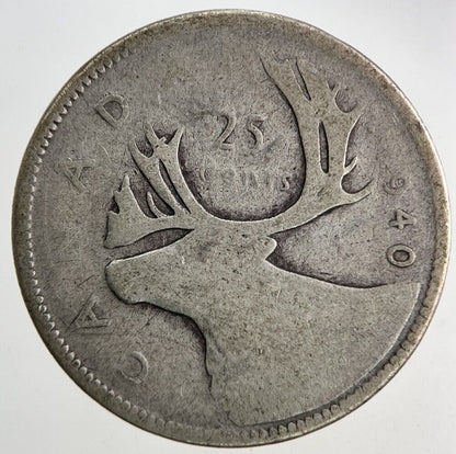 1940 Canada 25 Cents Silver Coin | Fair Grade