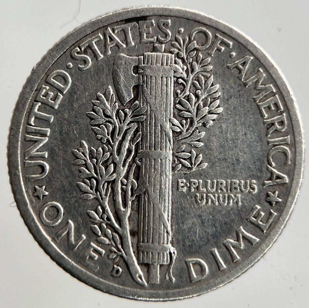 1939-D US USA Mercury One Dime Silver Coin | Fine Collectable Grade
