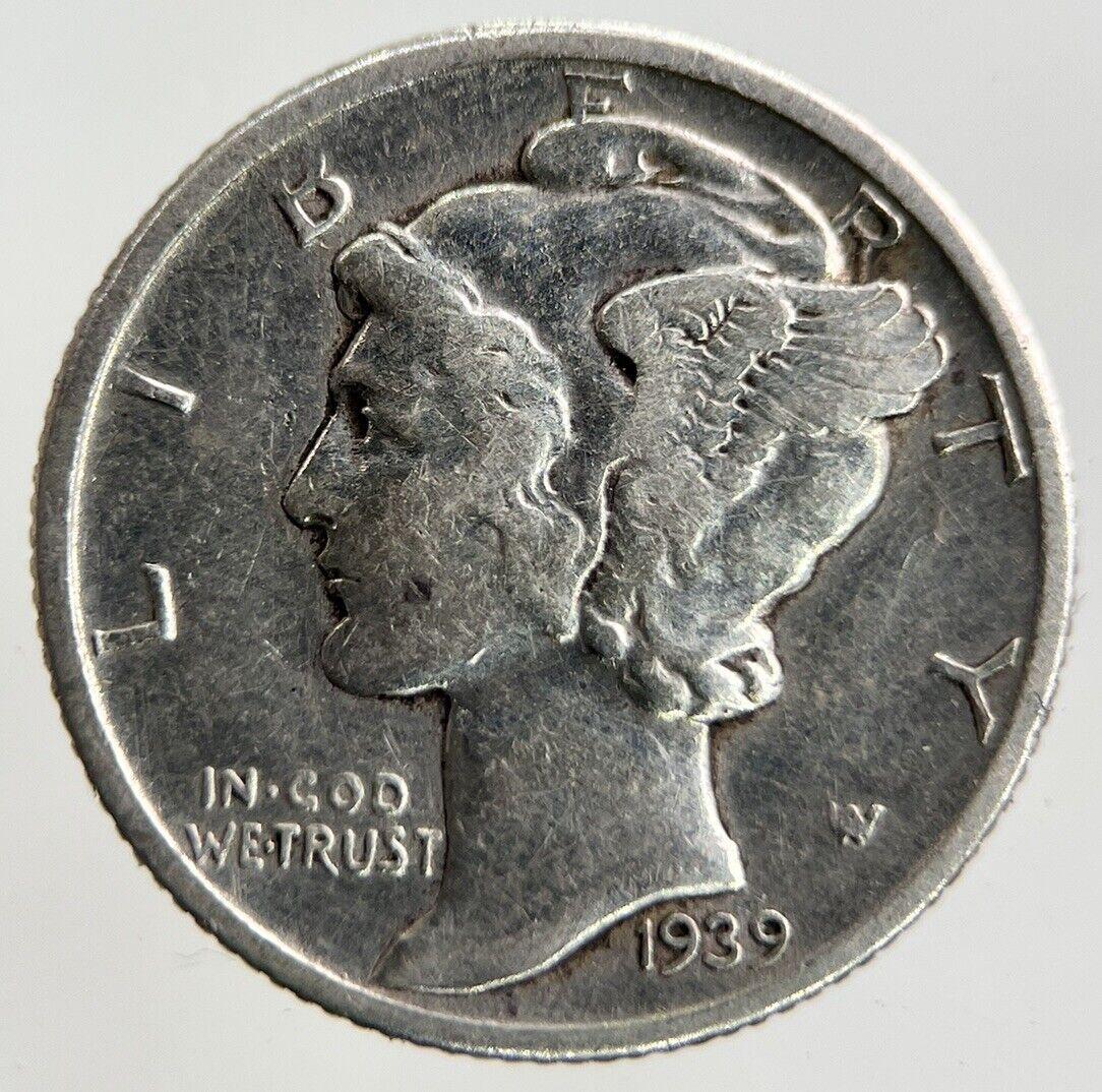 1939-D US USA Mercury One Dime Silver Coin | Fine Collectable Grade